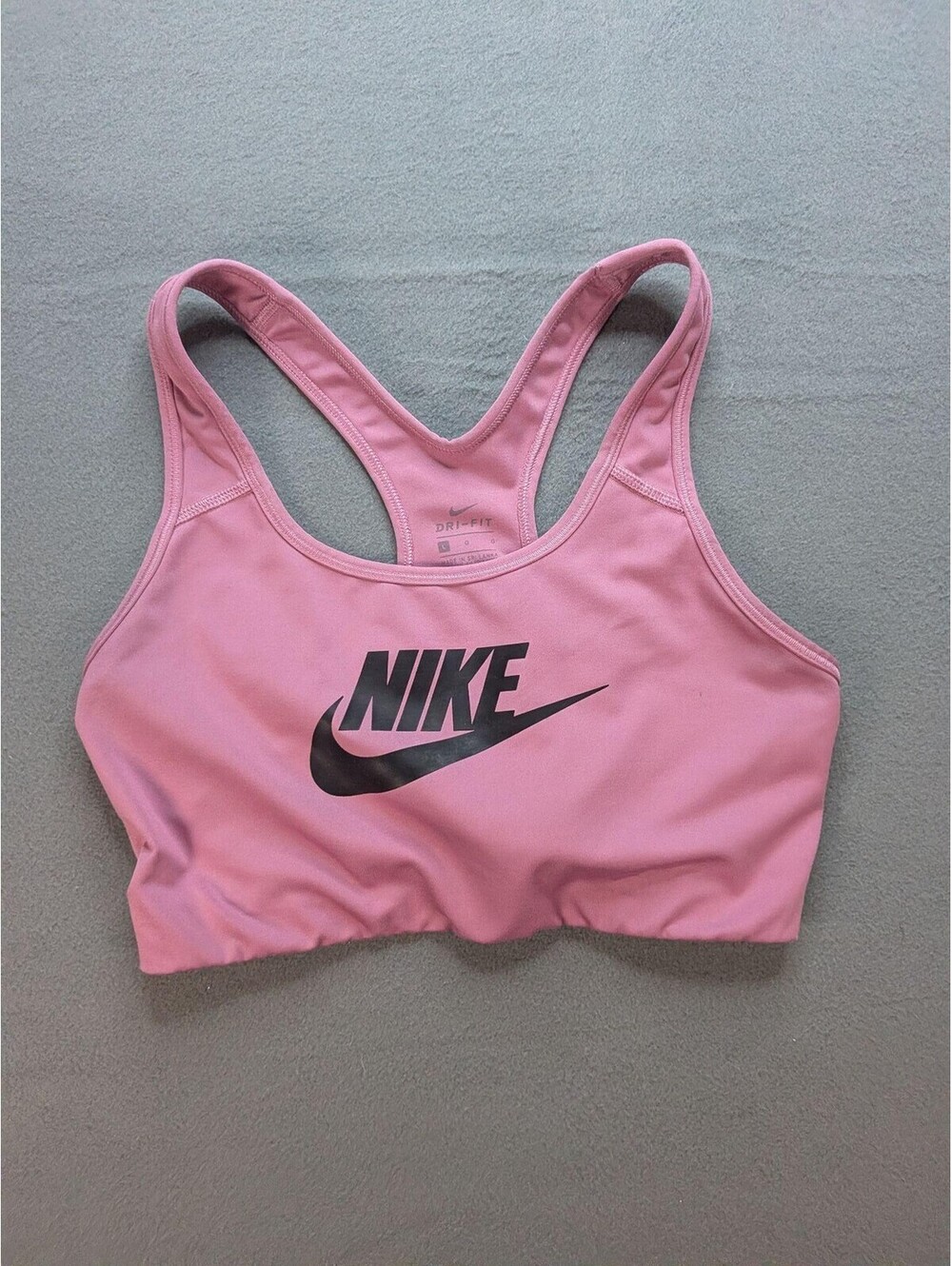 Nike Sports Bra Womens S Pink Dri-FIT Racerback Logo Yoga Running Gym Athletic